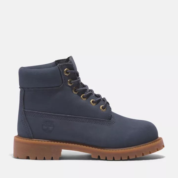 Bottine 6-inch imperméable à lacets Timberland Premium pour enfant en bleu foncé
