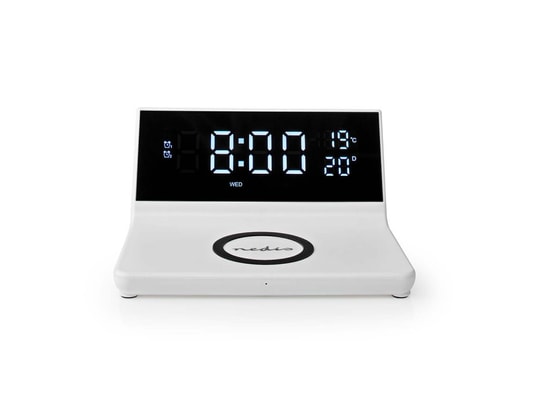 NEDIS - Réveil et chargeur sans fil usb blanc