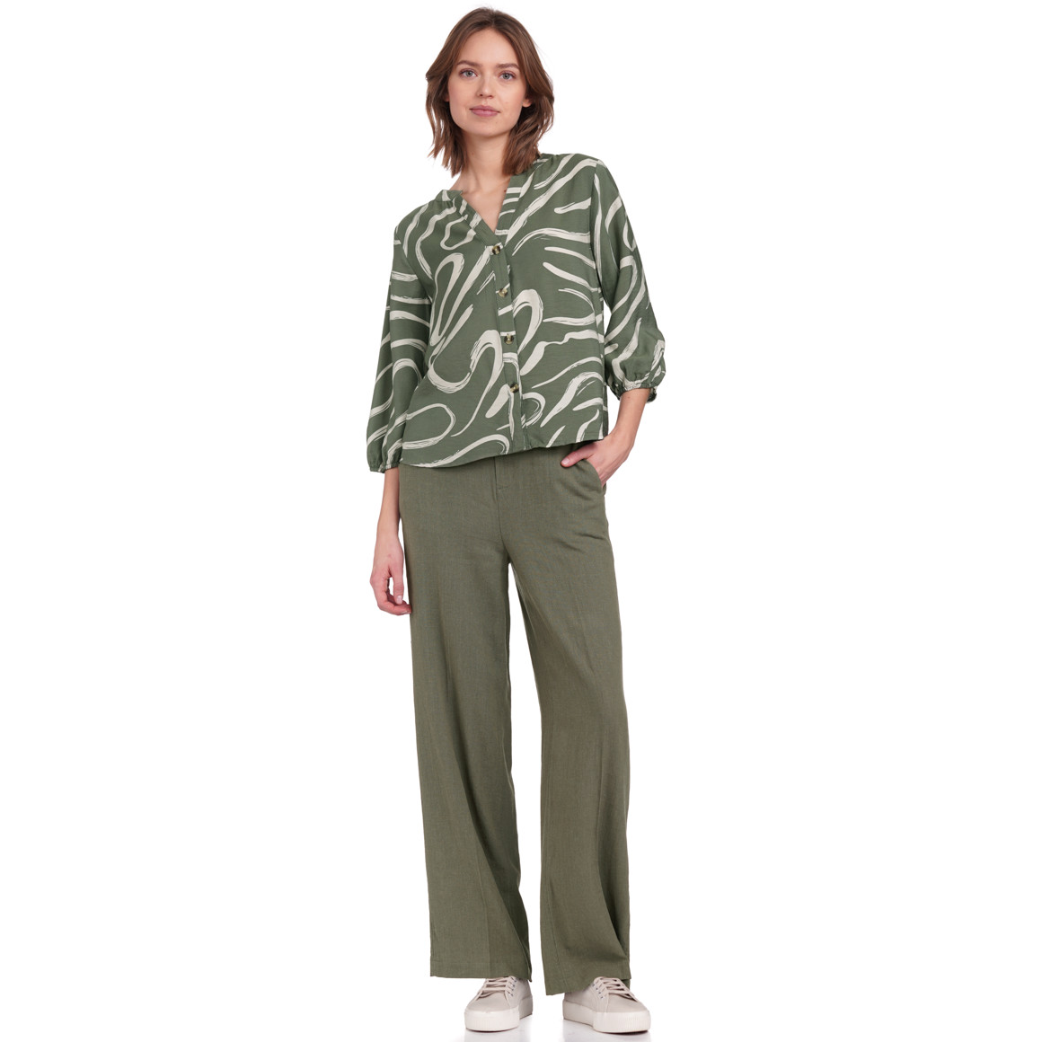 Gina Collection Damen Bluse aus Modal-Mix oliv
