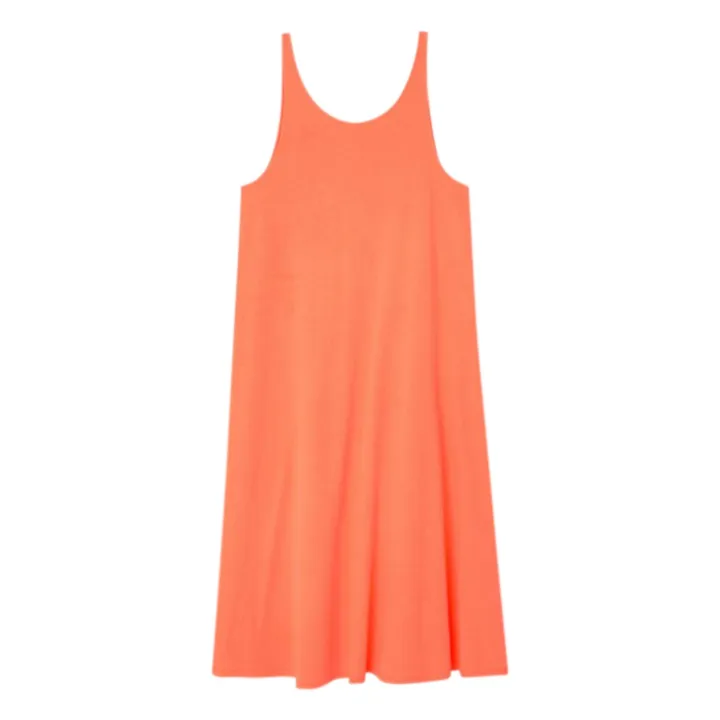 American Vintage Robe Col Bateau Lopintale Coton et Lin | Orange fluo
