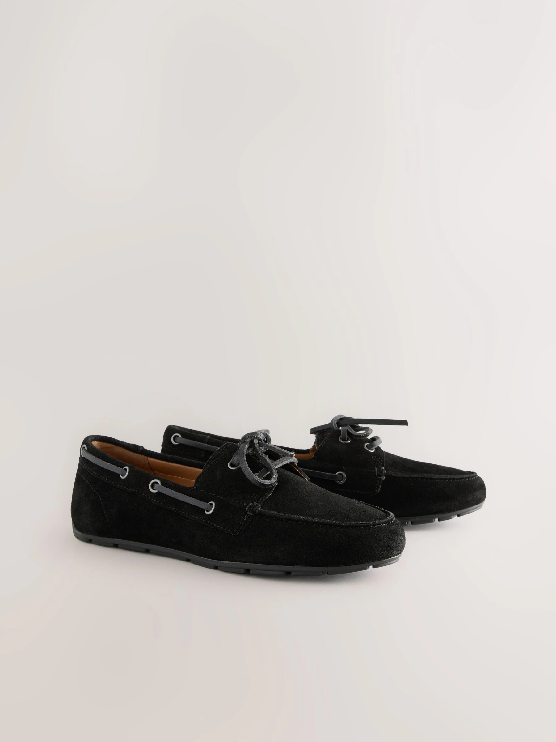 Zwart - Leren bootschoenen met ronde neus