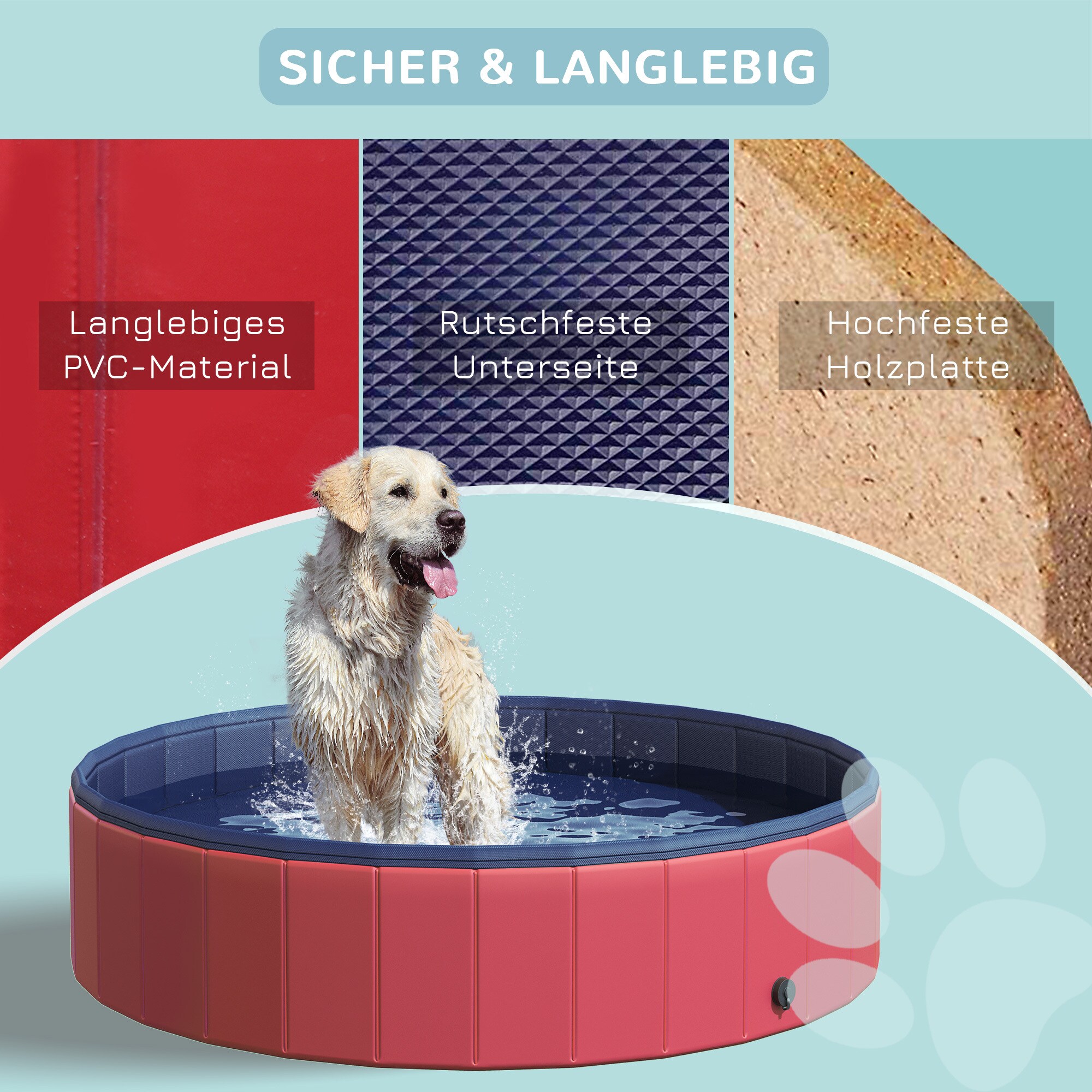 PawHut Hundepool mit verstärkten Kanten 140 x 30 cm (ØxH)
