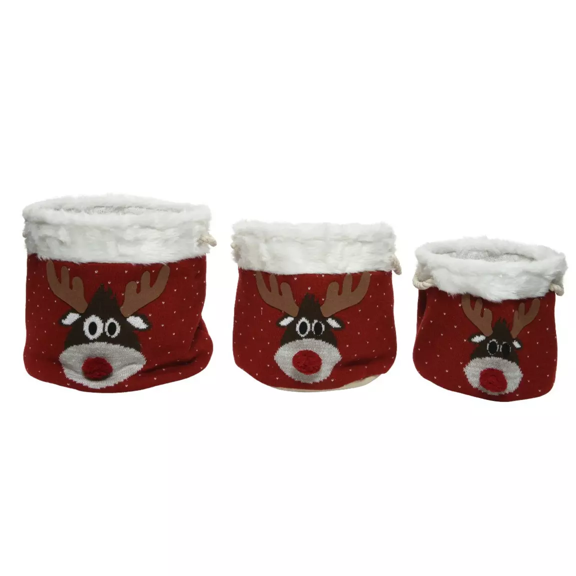 Lot de 3 paniers de rangement (H35 cm) Têtes de Renne Rouge