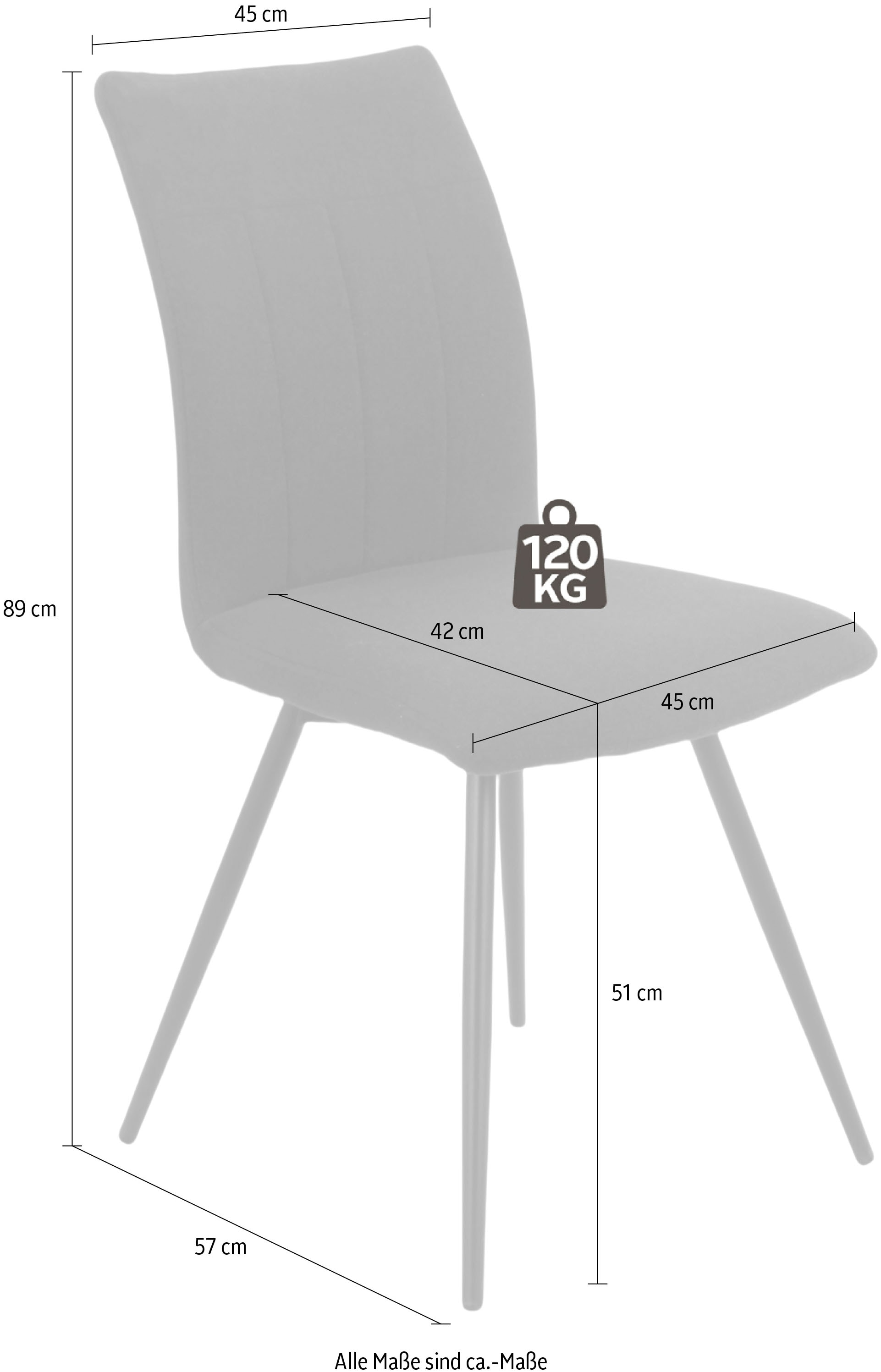 HELA Drehstuhl »Vierfussstuhl RIO« (Set) 2 Stk.Esszimmerstuhl, 360° drehbar, gepolstert, Webstoff, 120kg belastbar