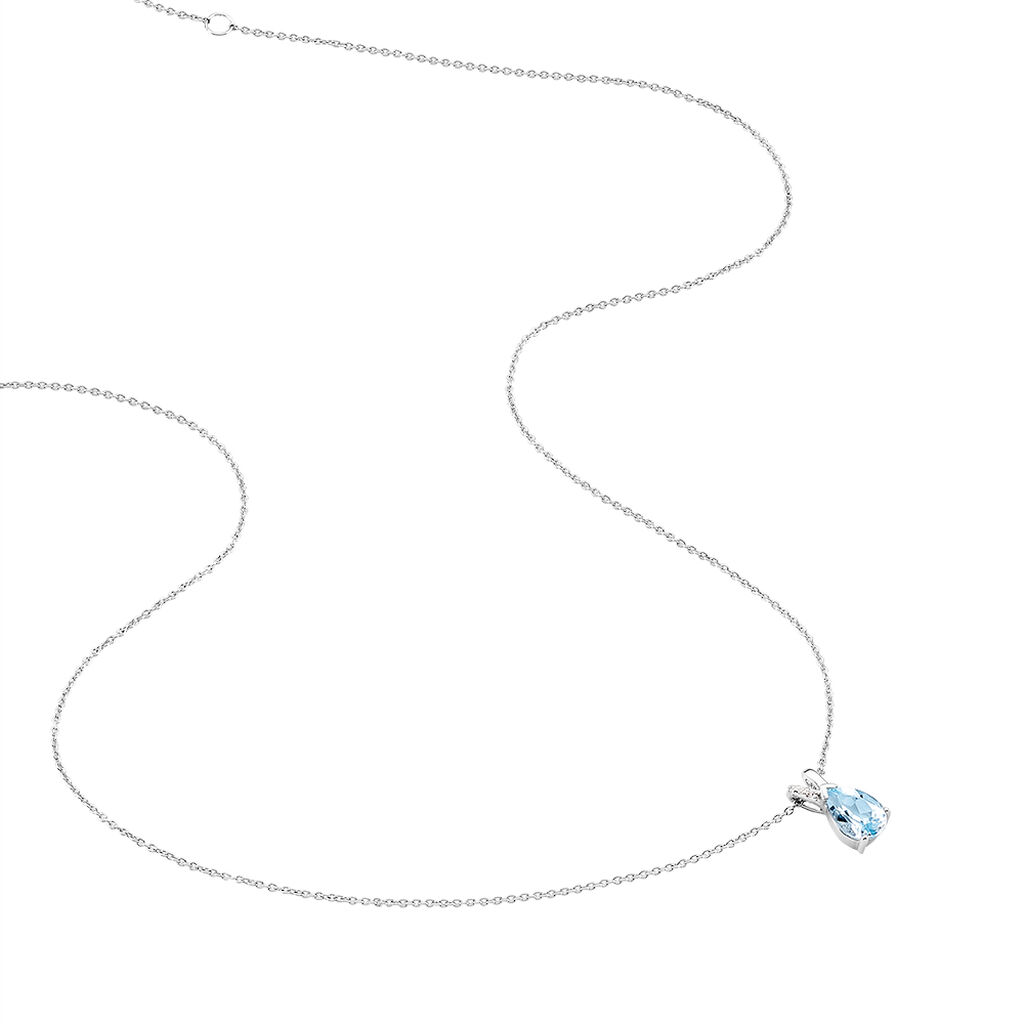 Collier Teresa Or Blanc Topaze Et Diamant