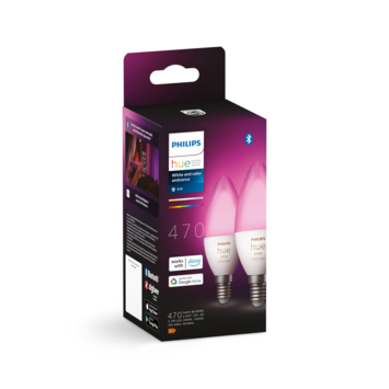 Philips Hue kaarslamp - wit en gekleurd licht 5W - 2  pack - E14