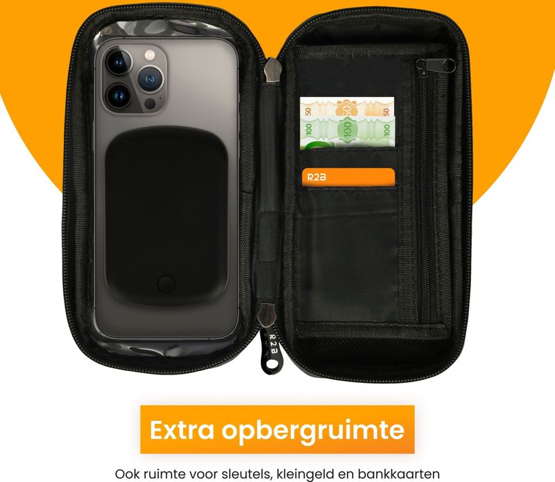 R2B - Telefoonhouder - Zwart - Model Den Haag - Waterdicht - Inclusief MagSafe Powerbank