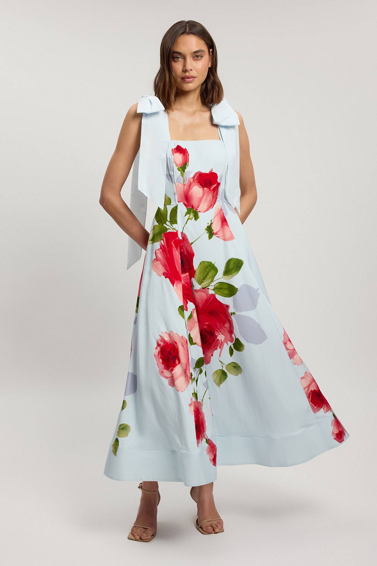 KarenMillen Robe De Soirée Tissée À Imprimé Floral En Viscose Et Lin