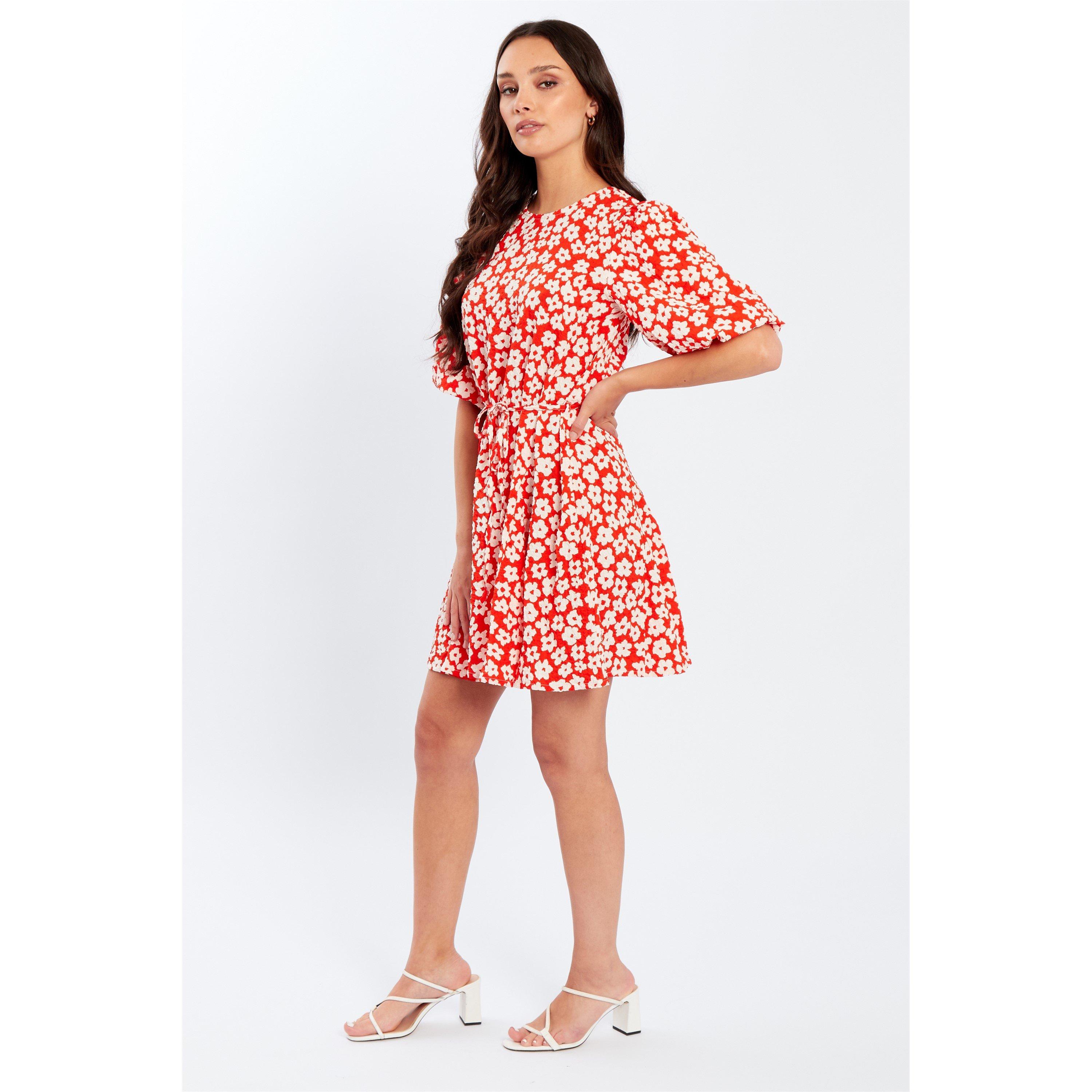 Be You Crinkle Puff Slv Tie Waist Dress