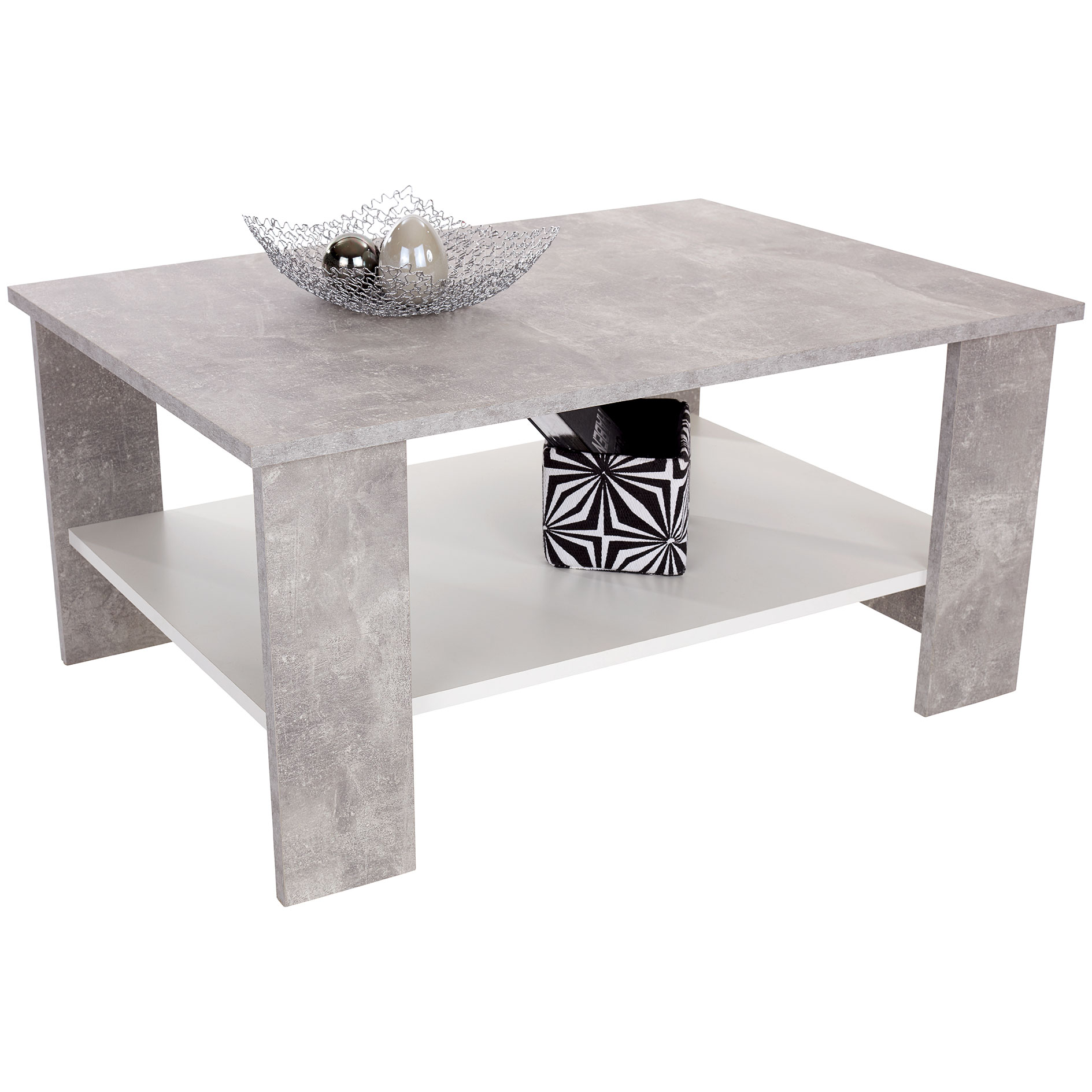 Couchtisch - Betonoptik-weiß - 90 cm breit
