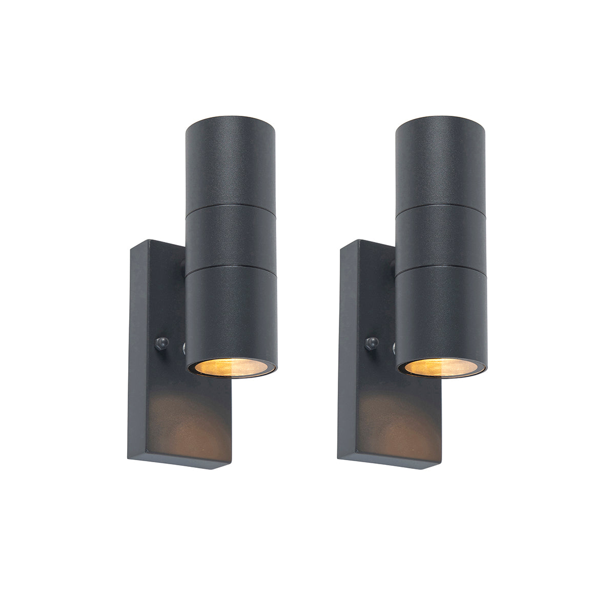 QAZQA Set van 2 buiten wandlamp donkergrijs 2-lichts schemersensor -