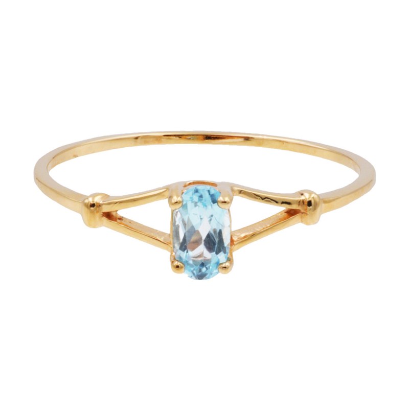 Bague Femme - aigue marine - Or 18 Carats