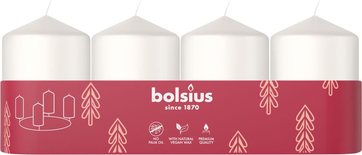 Bolsius stompkaars wit 7 uur D 4 H 6 cm 4 stuks