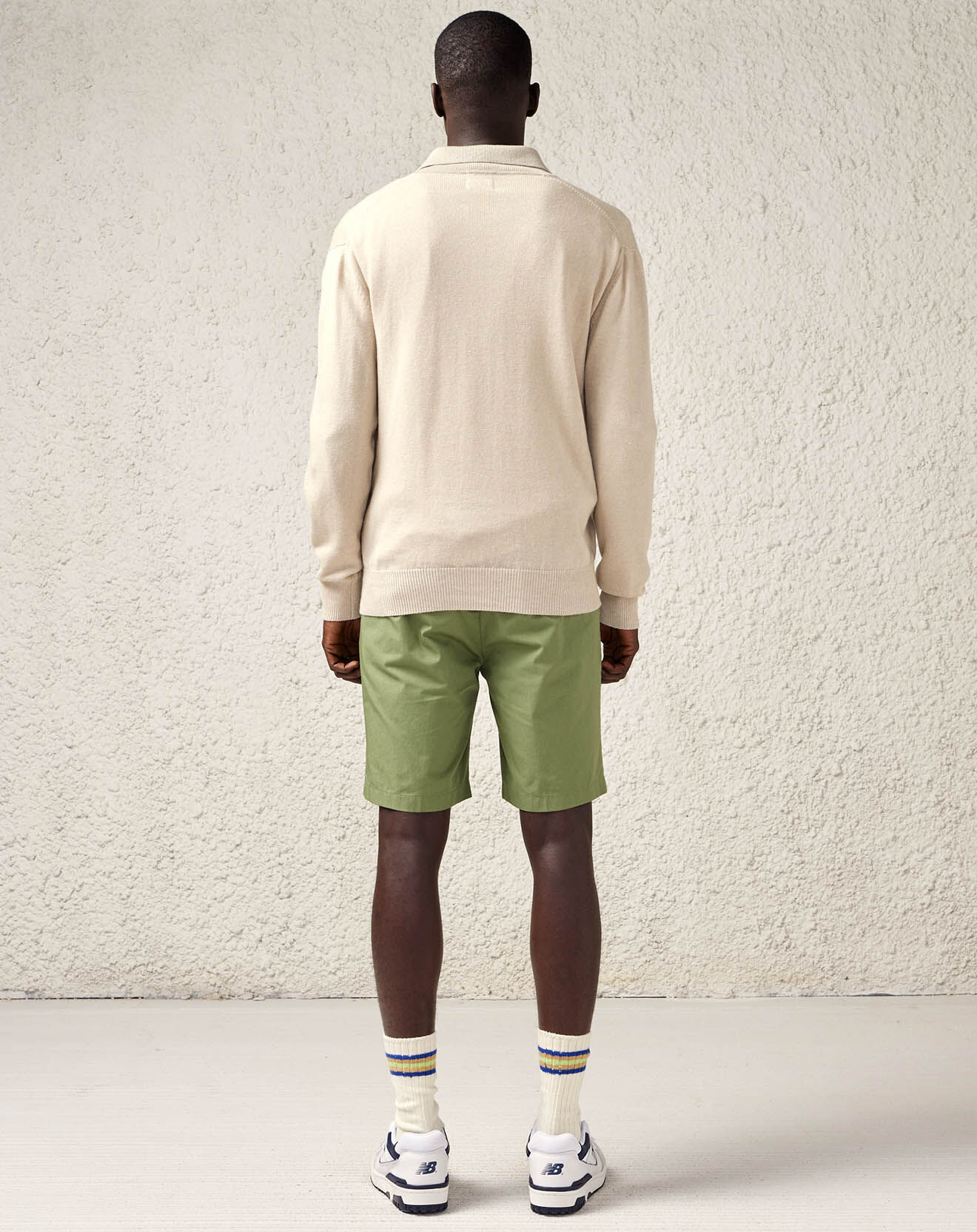 Bellerose Pull façon polo en Coton, Lin & Laine Neppem beige
