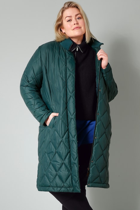 Steppmantel, Straight Fit, Ripp-Stehkragen, Zipper
