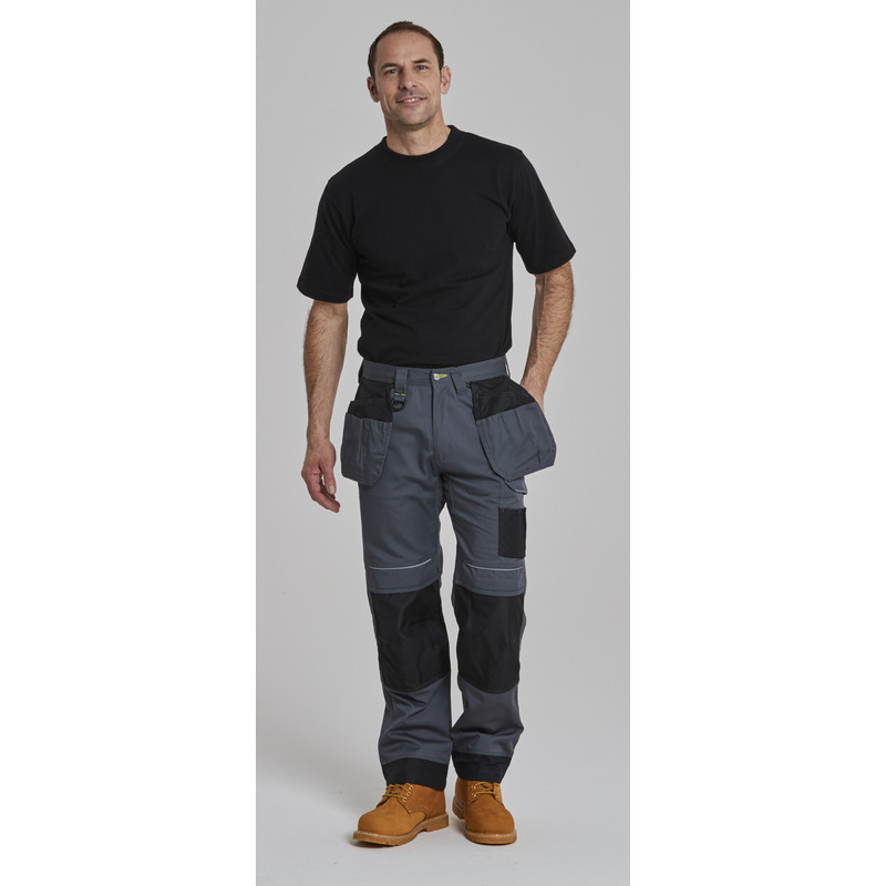 Portwest Urban werkbroek met holsterzakken en kniezakken + gratis kniestukken 60 grijs/zwart*