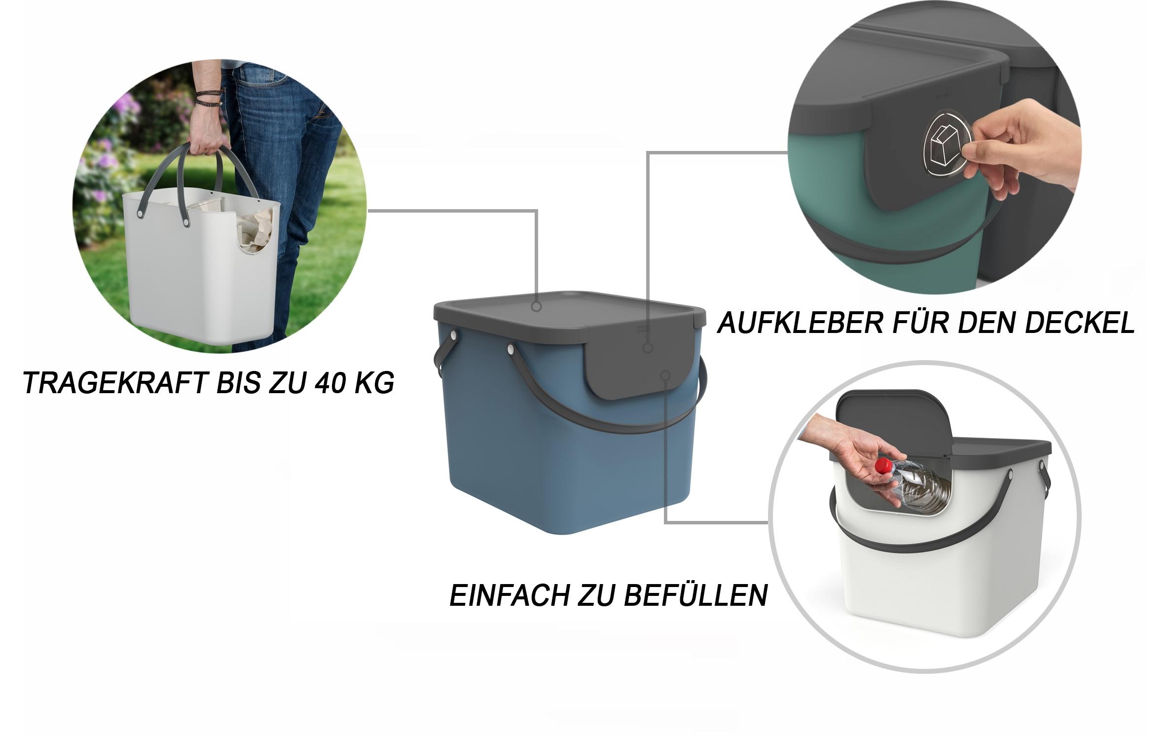 Recyclingbehälter Albula 40 l, Blau/Grau/SchwarzRecyclingbehälter