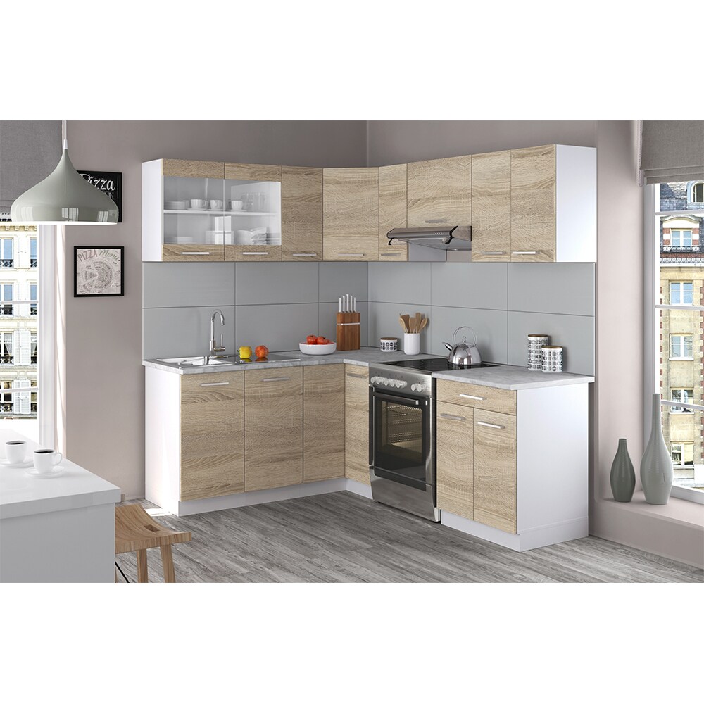 VICCO KÜCHENZEILE L 210CM KÜCHENBLOCK WINKEL ECK EINBAU SONOMA EICHE R-LINE