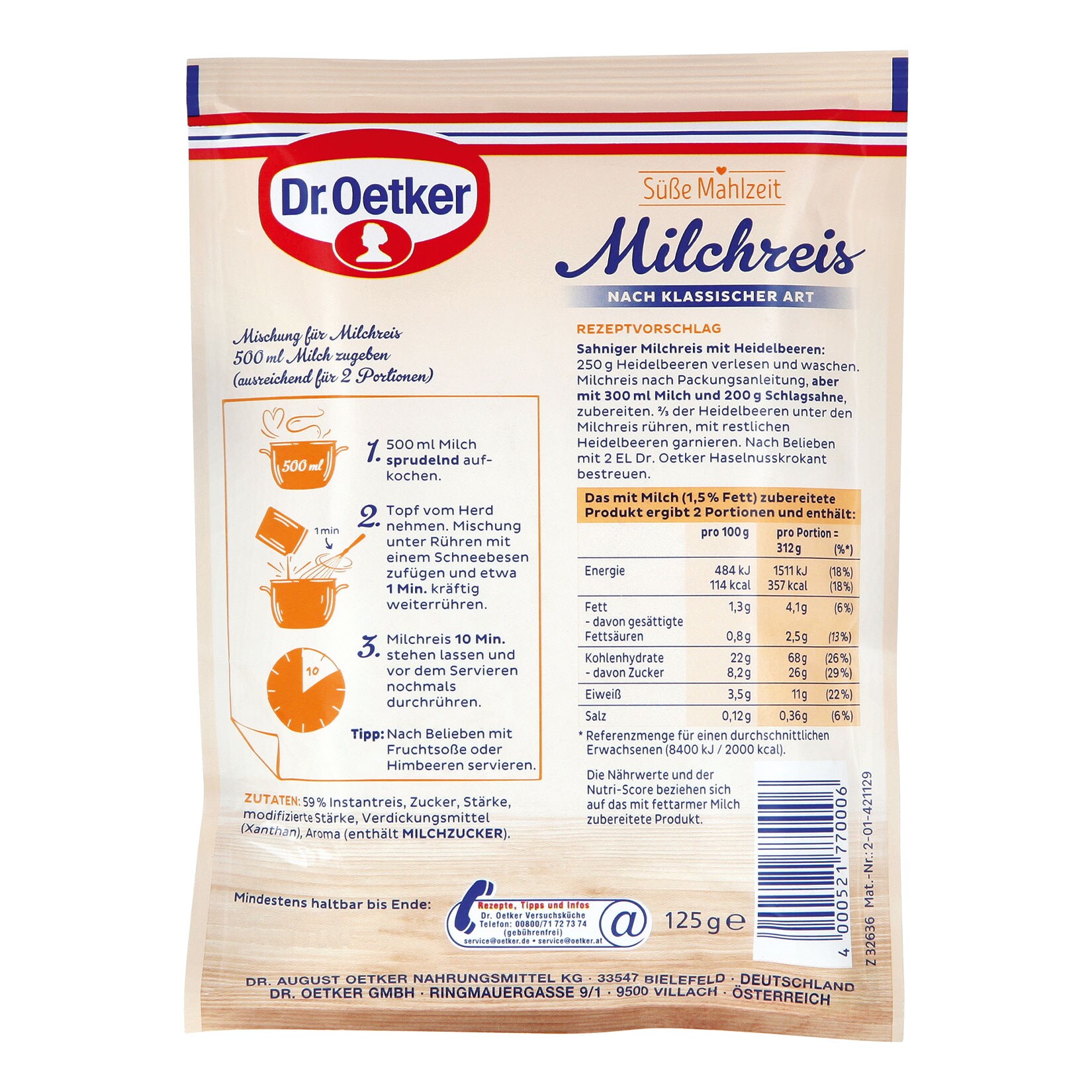 Dr. Oetker Milchreis klassische Art 125 g, 16er Pack