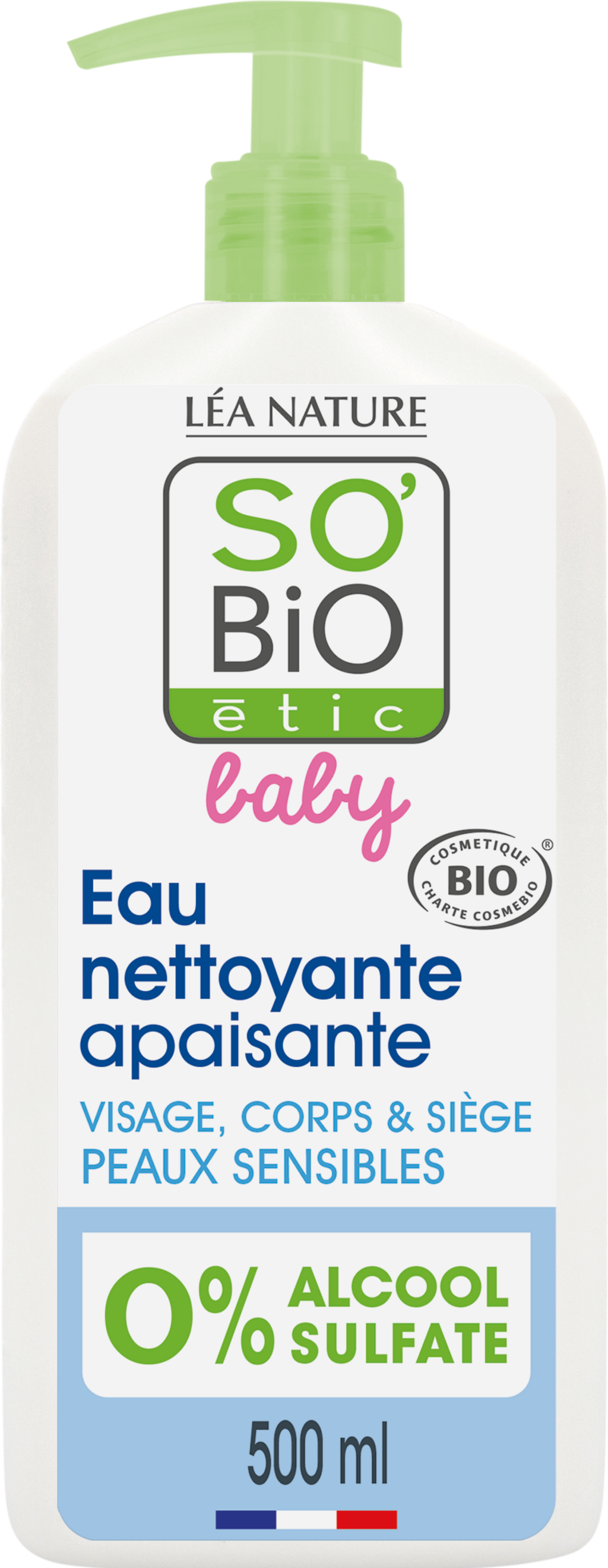 LÉA NATURE SO BiO étic  Baby Mizellen-Reinigungswasser für Gesicht & Körper, 500 ml