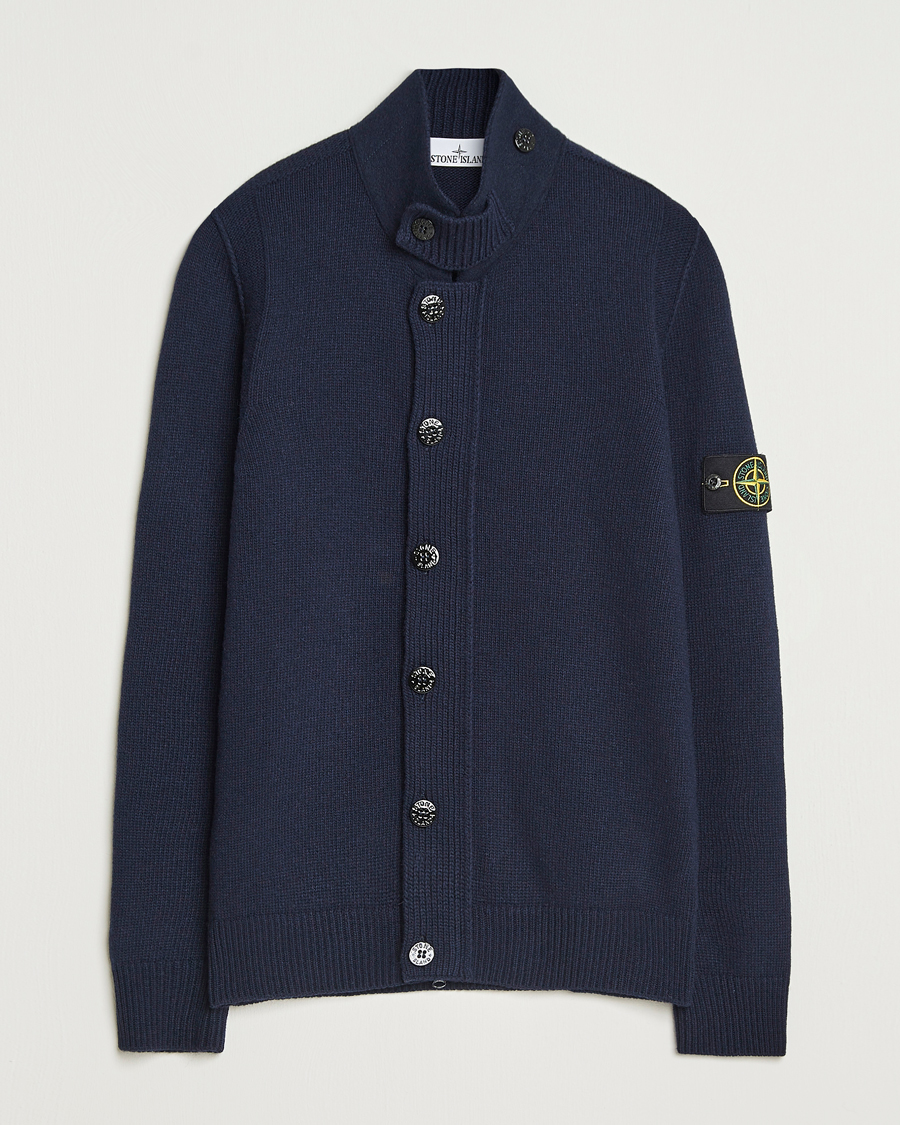 Stone Island Knitted Lambswool Zip Cardigan Navy
