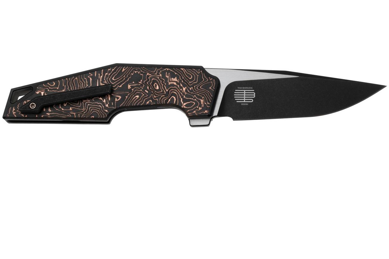WE Knife OAO One And Only WE23001-2, Blackwashed CPM 20 CV, Black Titanium Copper Foil Carbon Fiber, zakmes