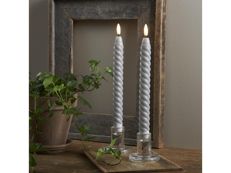 Star Trading LED-Stabkerzen Set Flamme Swirl, Ø 2.3 x 25 cm Künstliche Kerze mit beweglicher Flamme