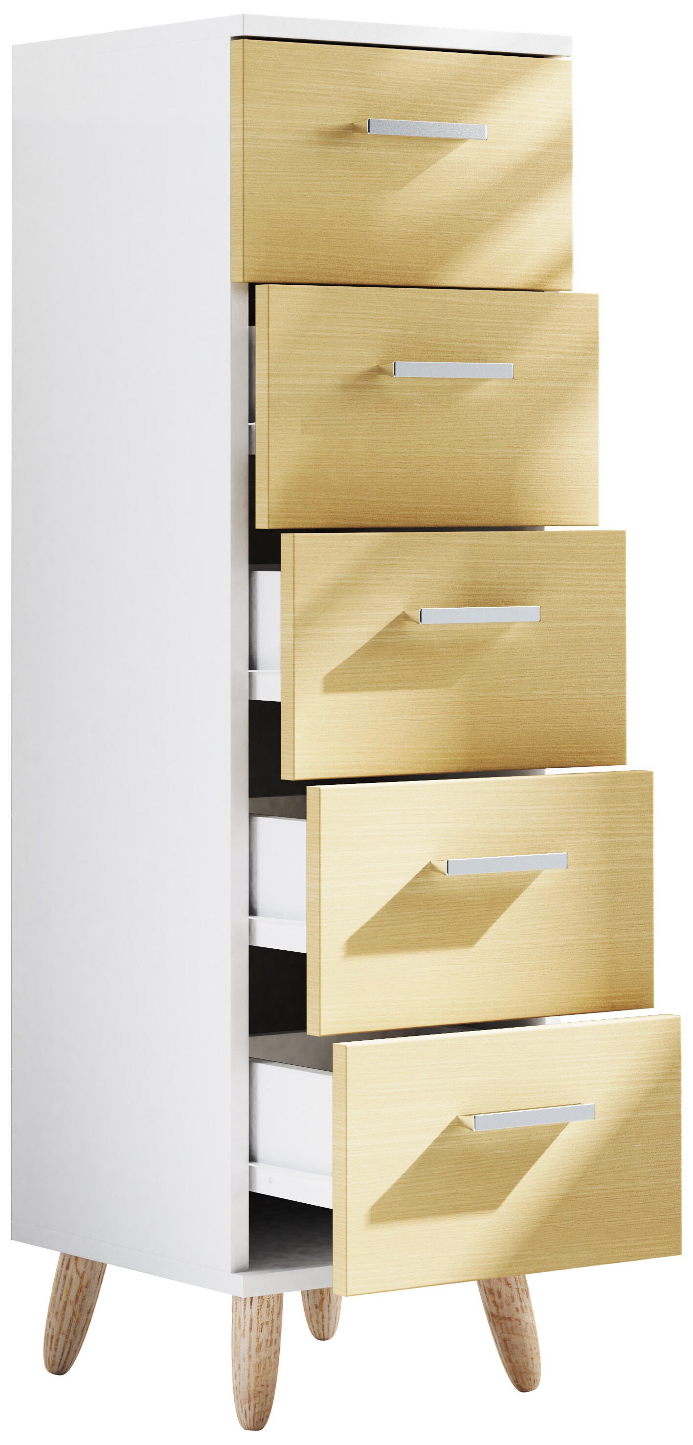 VCM Badmöbel Midischrank Badregal Badschrank Badezimmer Kommode 5 Schubladen Landos M