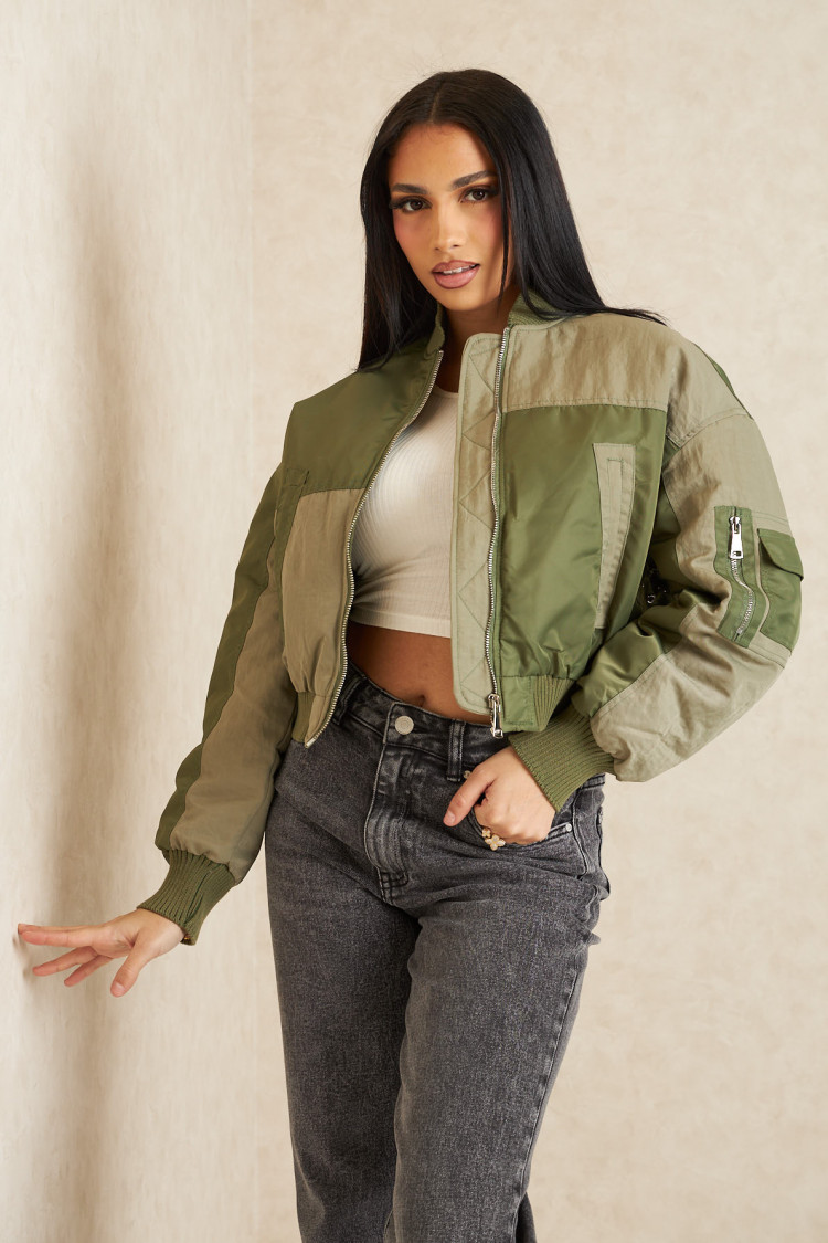 Bomber bicolor vert et kaki