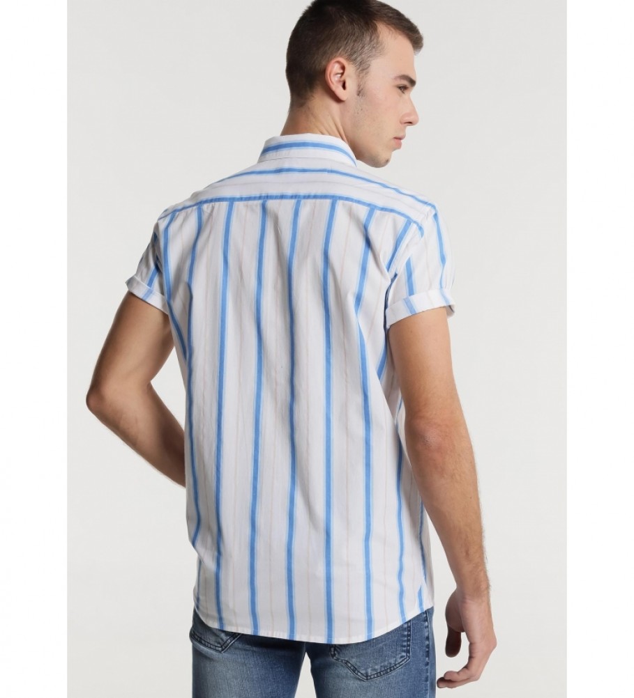 Camisa listrada Six Valves com bolso azul