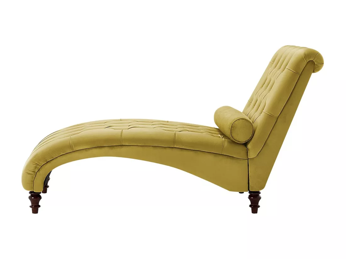 Chaise longue en velours moutarde MURET