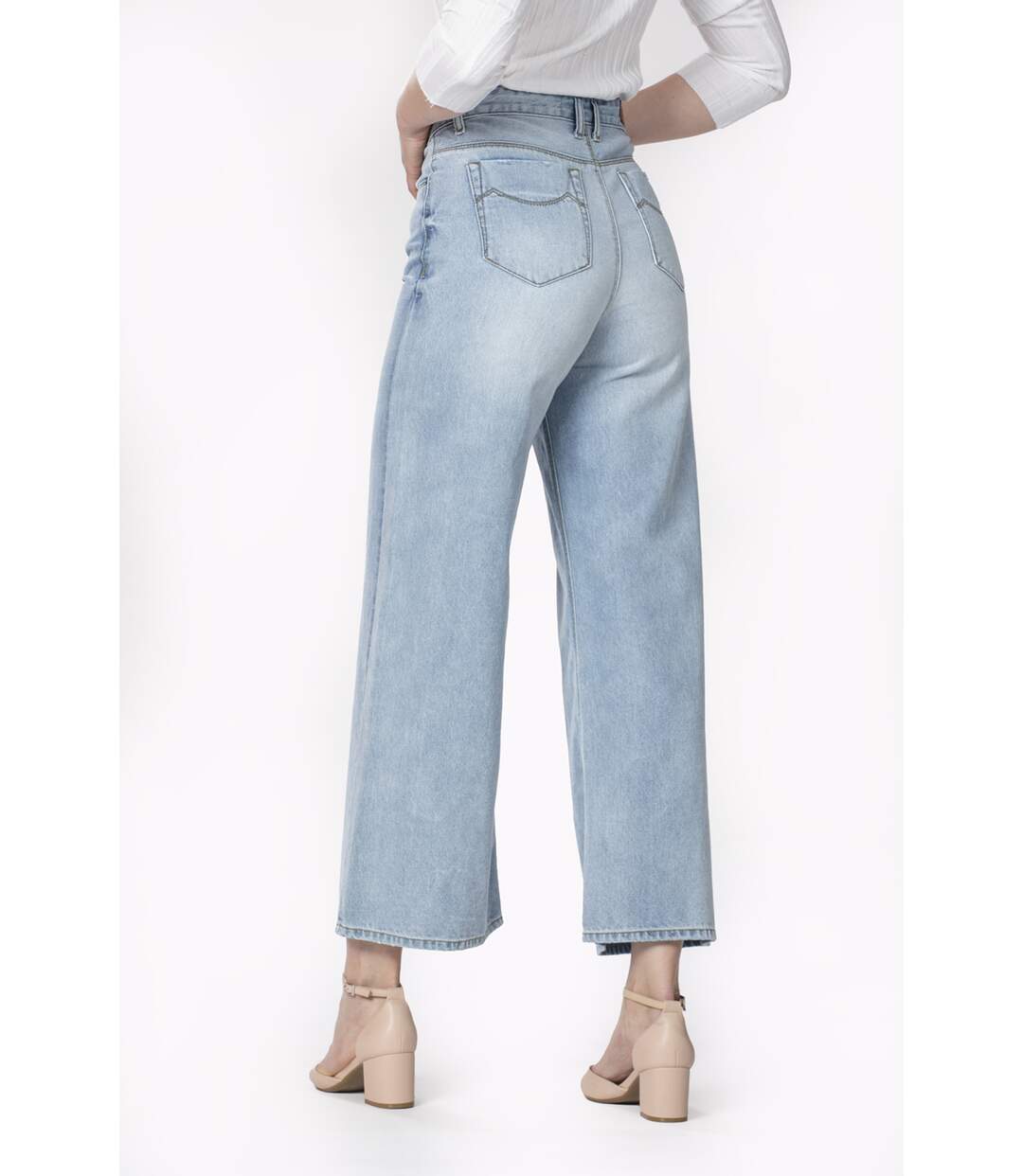 Jeans coupe ample longueur chevilles EDORA BLEU