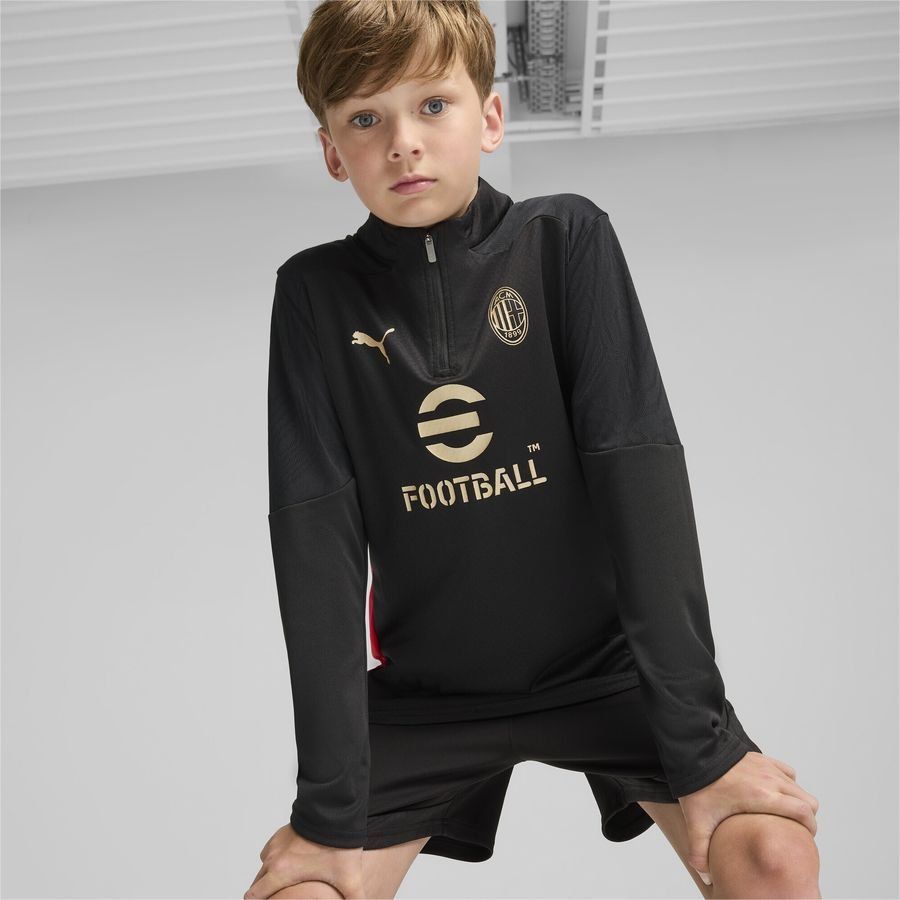 Milan AC Maillot d'Entraînement Fermeture Éclair 1/4 - Noir/For All Time Red Enfant
