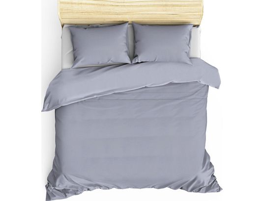 CONCEPT1 - Parure de lit housse de couette Elegant 240x220cm + 2 taies 60x60 satin gris