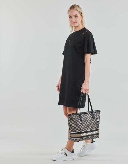 Karl Lagerfeld - LACE INSERT JERSEY DRESS Negro