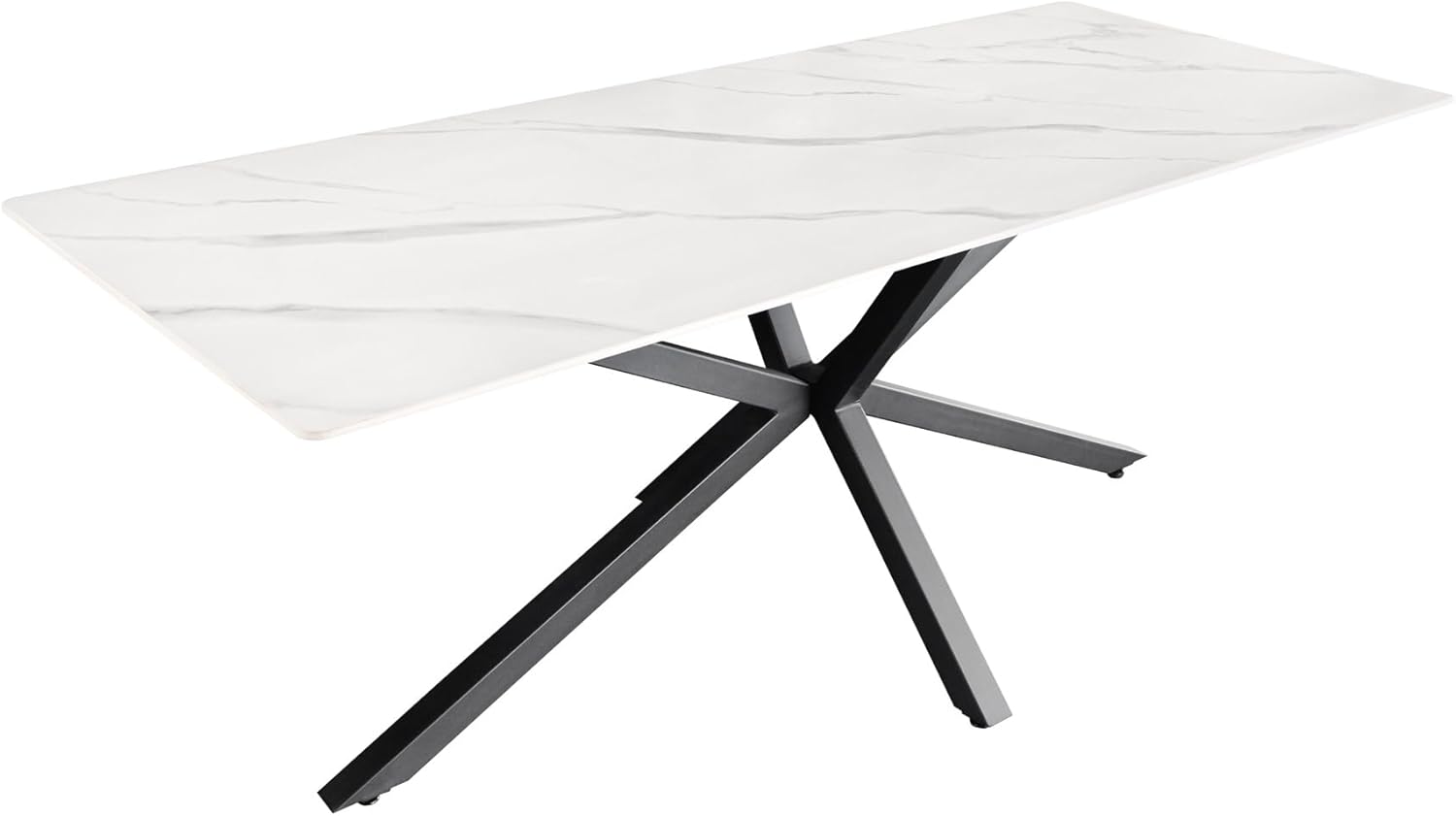 Riess Ambiente Moderner Esstisch Galaxie - 160cm - weiß - Keramik Marmor-Design glänzend Esszimmertisch Metallgestell schwarz