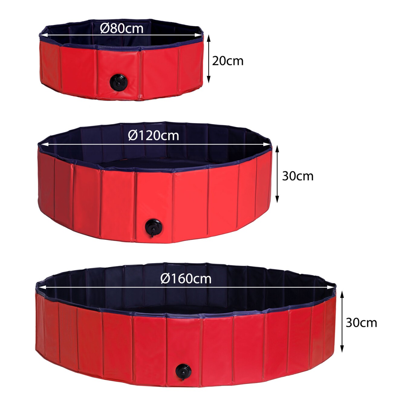 Lionto 80 cm Hundepool mit Ablassventil - faltbar