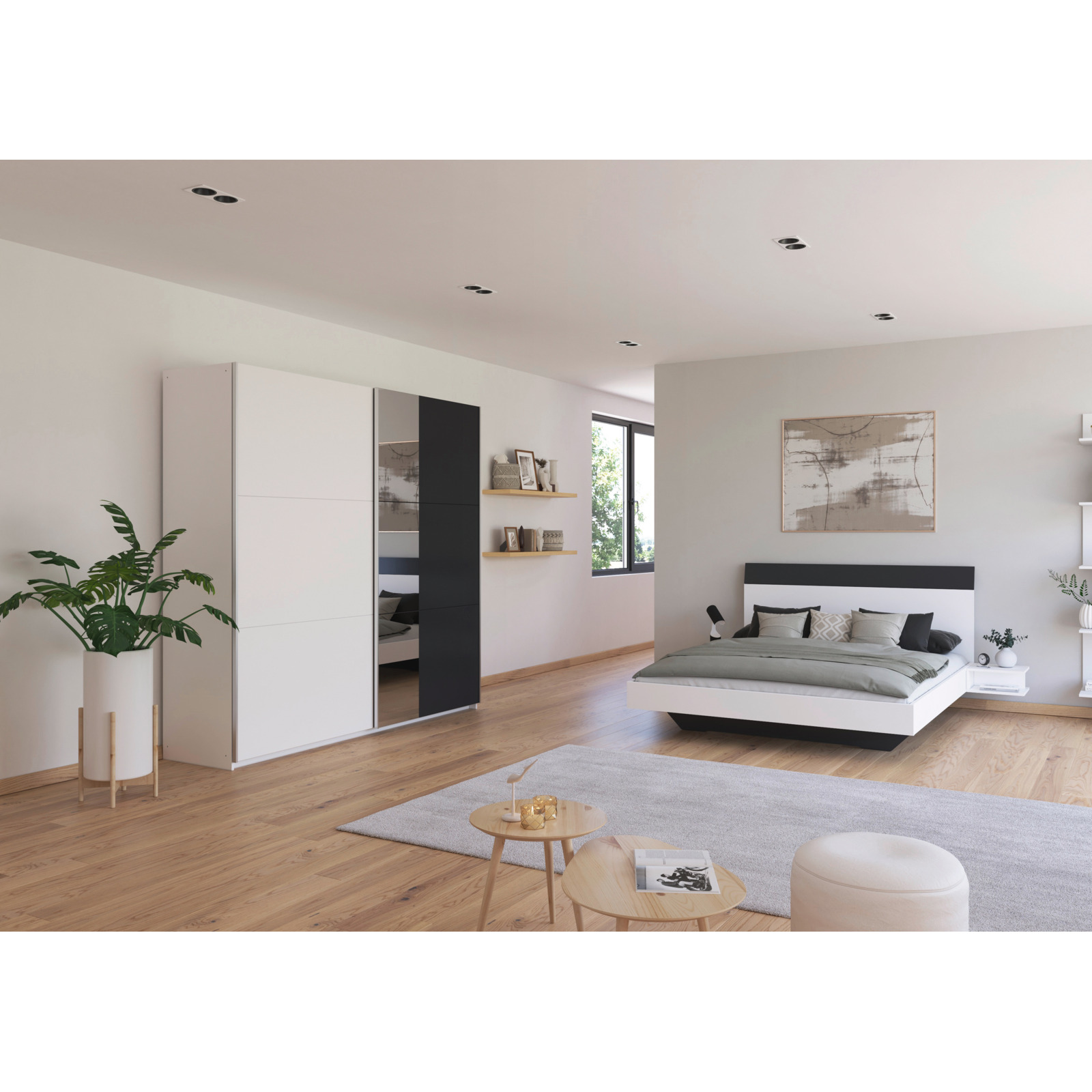 Bett Monza 180 x 200 cm weiss / grau met.