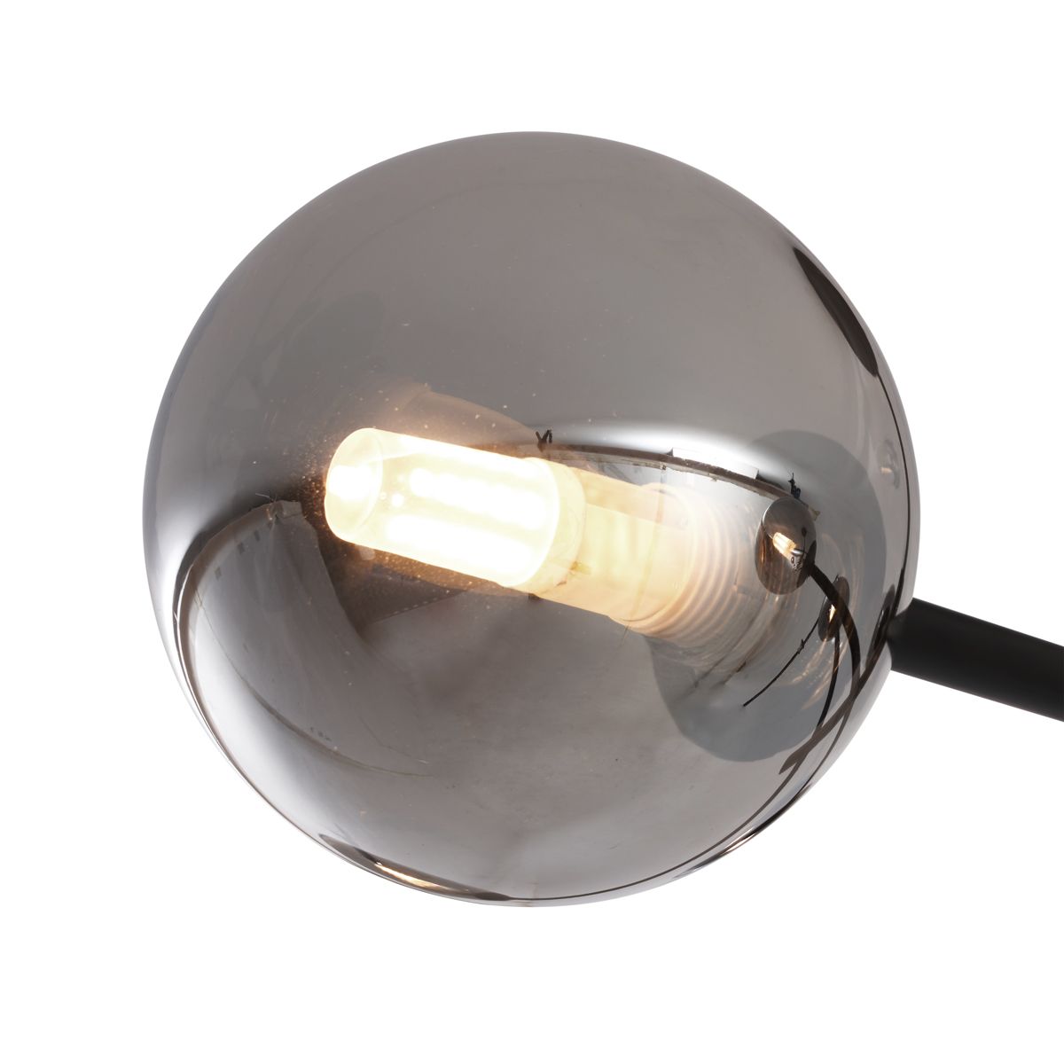 Moderne plafondlamp zwart met smoke glas 6-lichts - Ryan