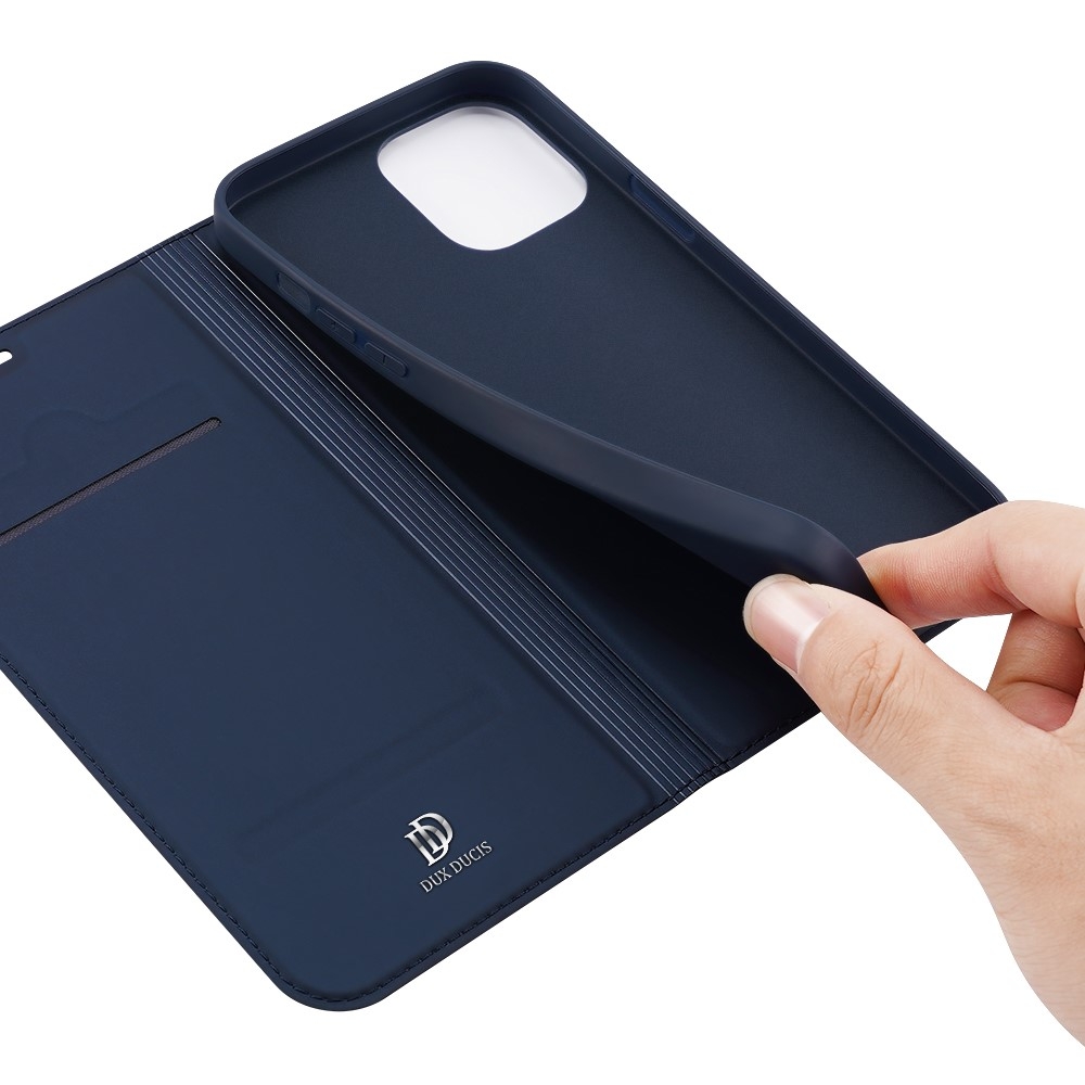 iPhone 12 / iPhone 12 Pro Flip Wallet Cover Leder Tasche - Dunkelblau