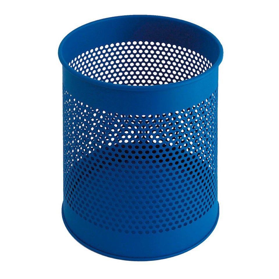 PROREGAL Ronde geperforeerde metalen prullenbak 15 liter HxØ 32 x 26 cm Blauw