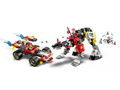 LEGO Coopers tijgermecha en Zero's hot rod auto (71497)