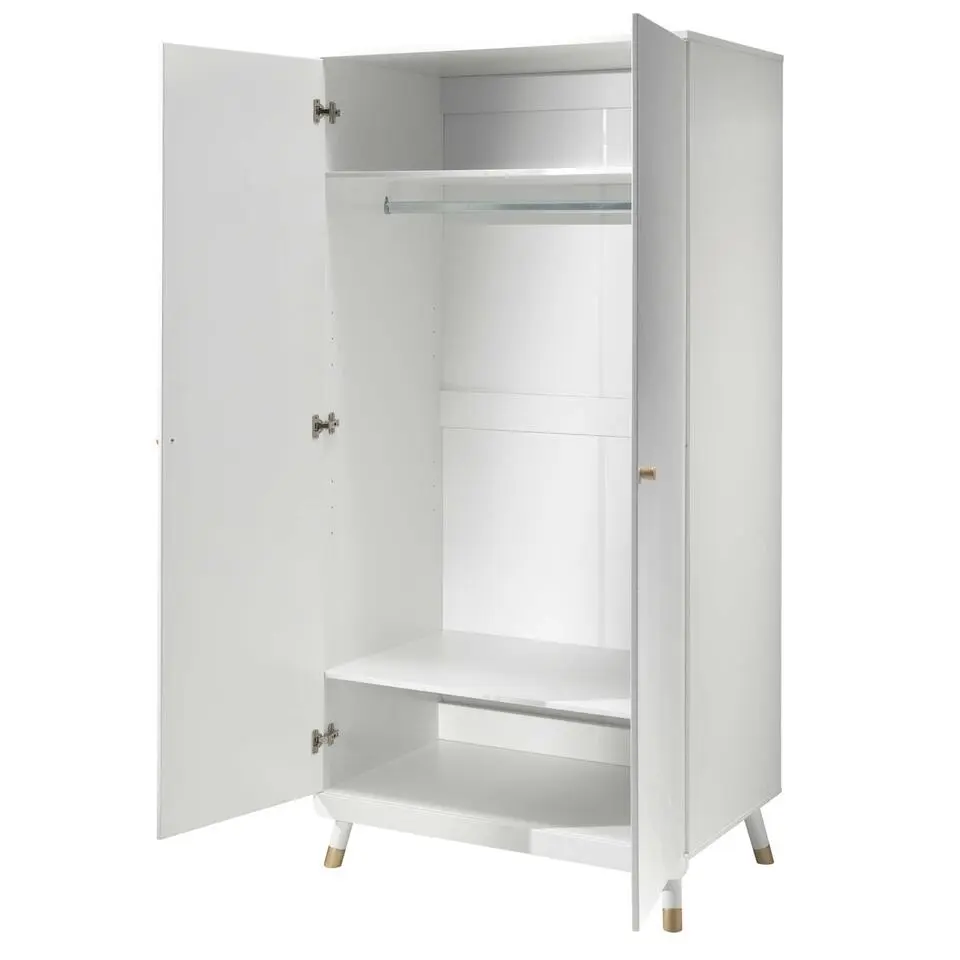 Kledingkast Billy 2 deuren MDF - wit/goud
