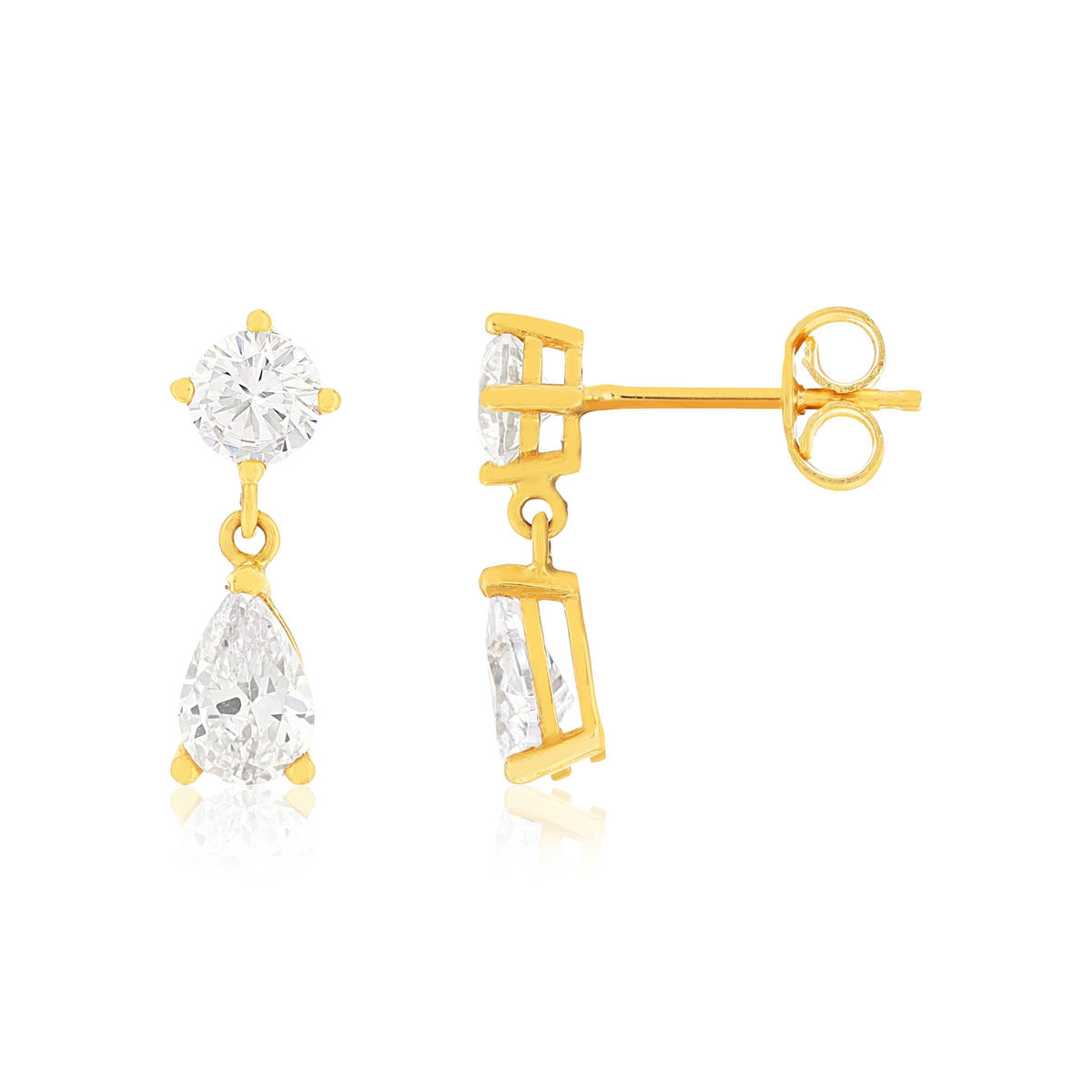 Boucles d'oreilles or 375 jaune zirconia blanc