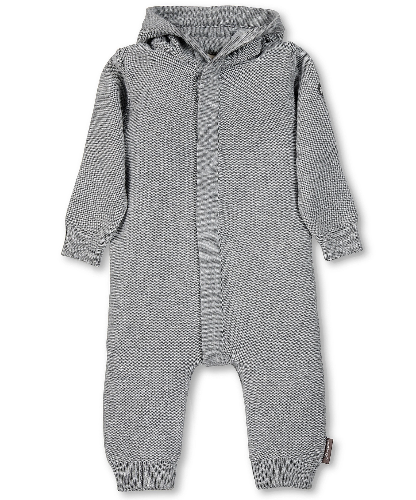 Woll-Overall HÄSCHEN mit Öhrchen in silber melange