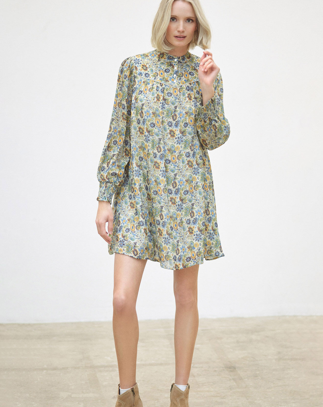 Caroll Robe Anderson imprimée paille