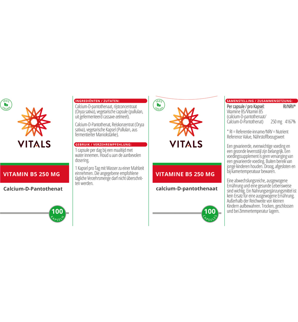 Vitals Vitamine B5 250 mg (100 capsules)