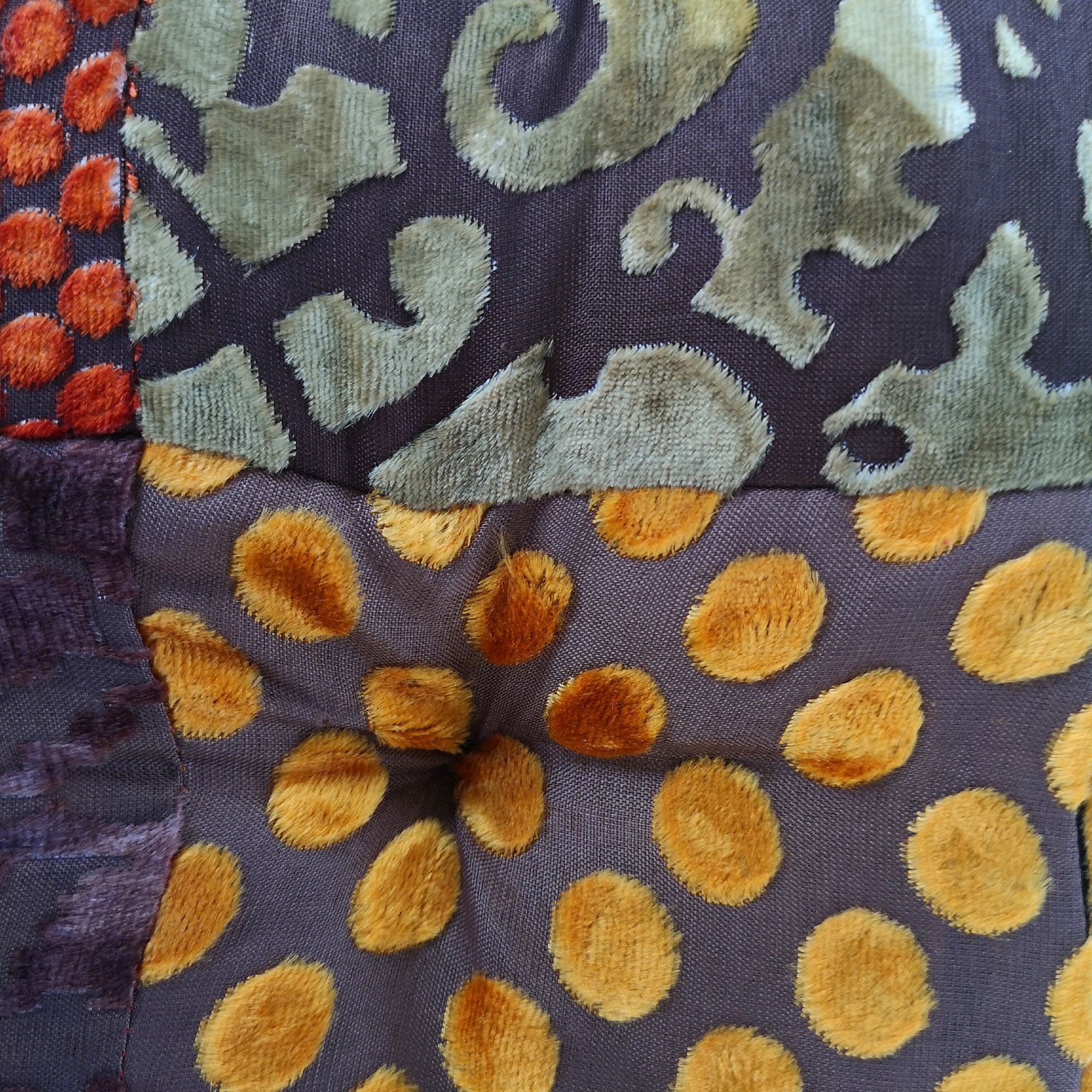 Sitzkissen Patchwork, gold, rost, T 45 cm, B 45 cm, H 10 cm von fischer's lagerhaus