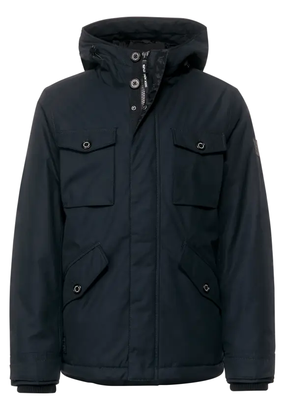 Winterjacke mit Kapuze - black blue