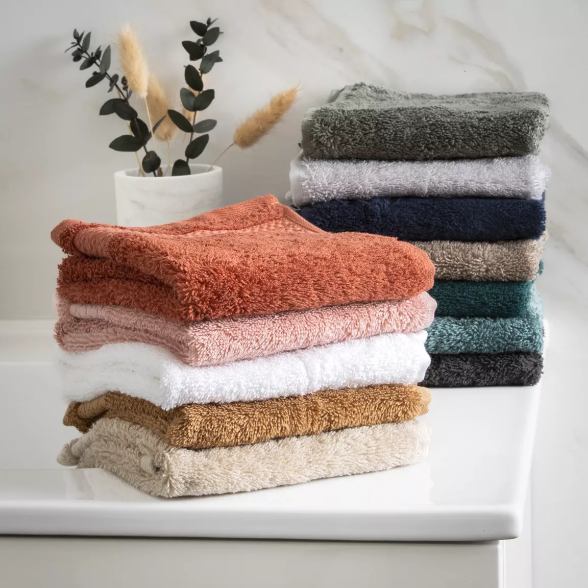 Lot de 2 gants de toilette coton bio (15 x 21 cm) Méline Bleu nuit
